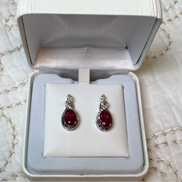 -Sterling silver ruby earrings - Picture 3 of 6